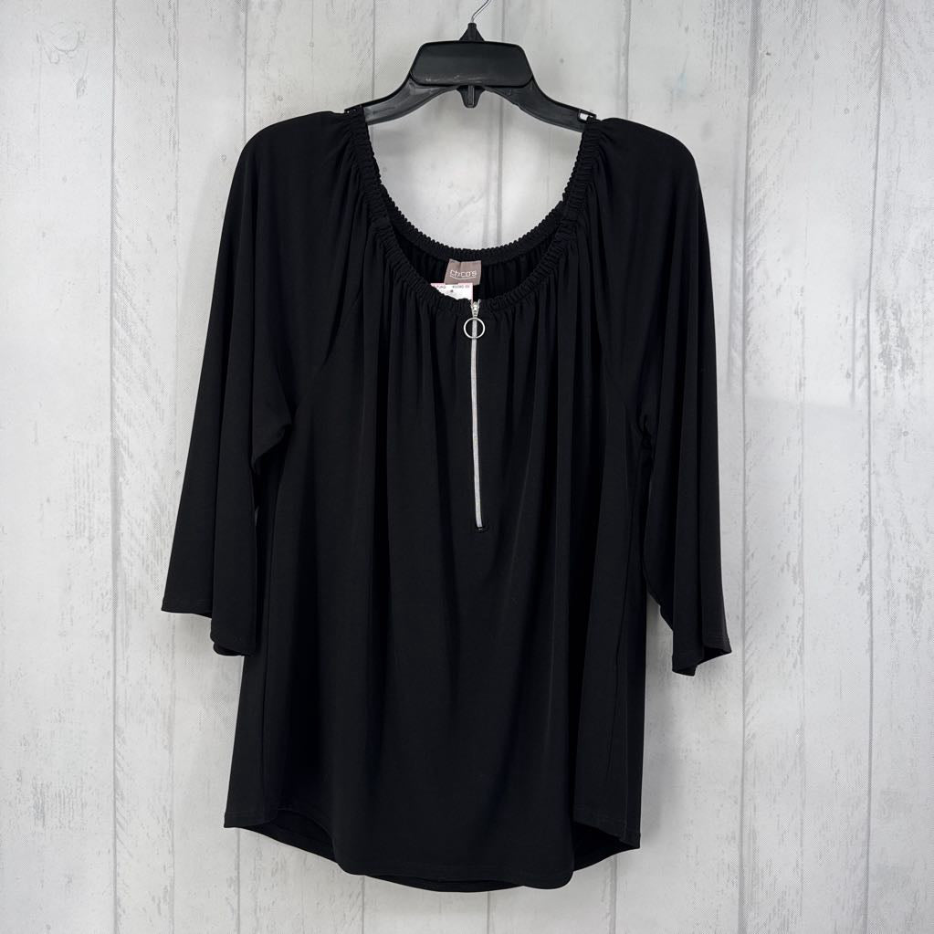 L s/s quarter zip top