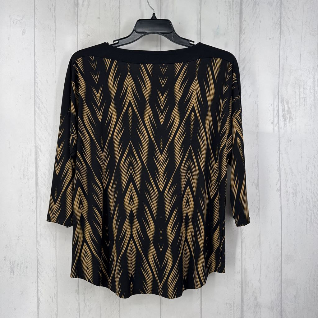 L elbow slv art deco pattern top