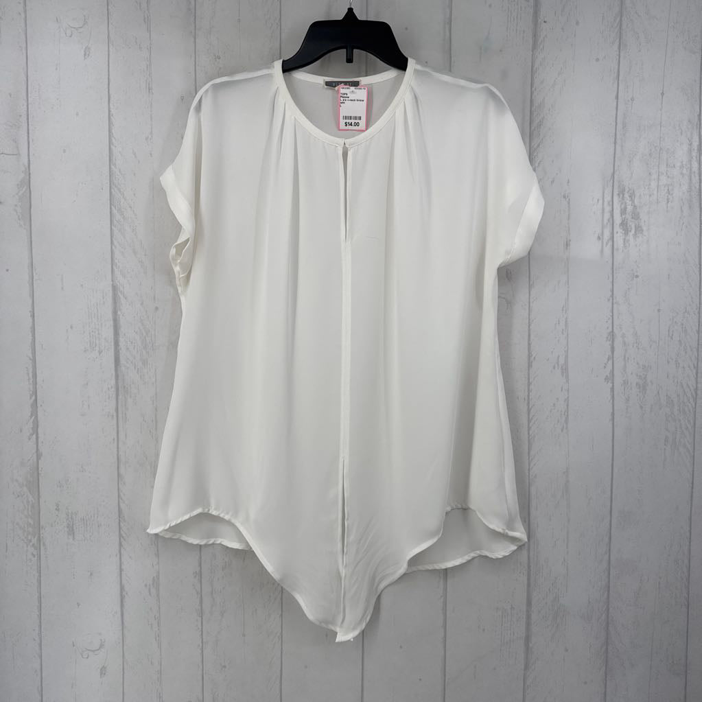 L s/s v-neck hi-low top