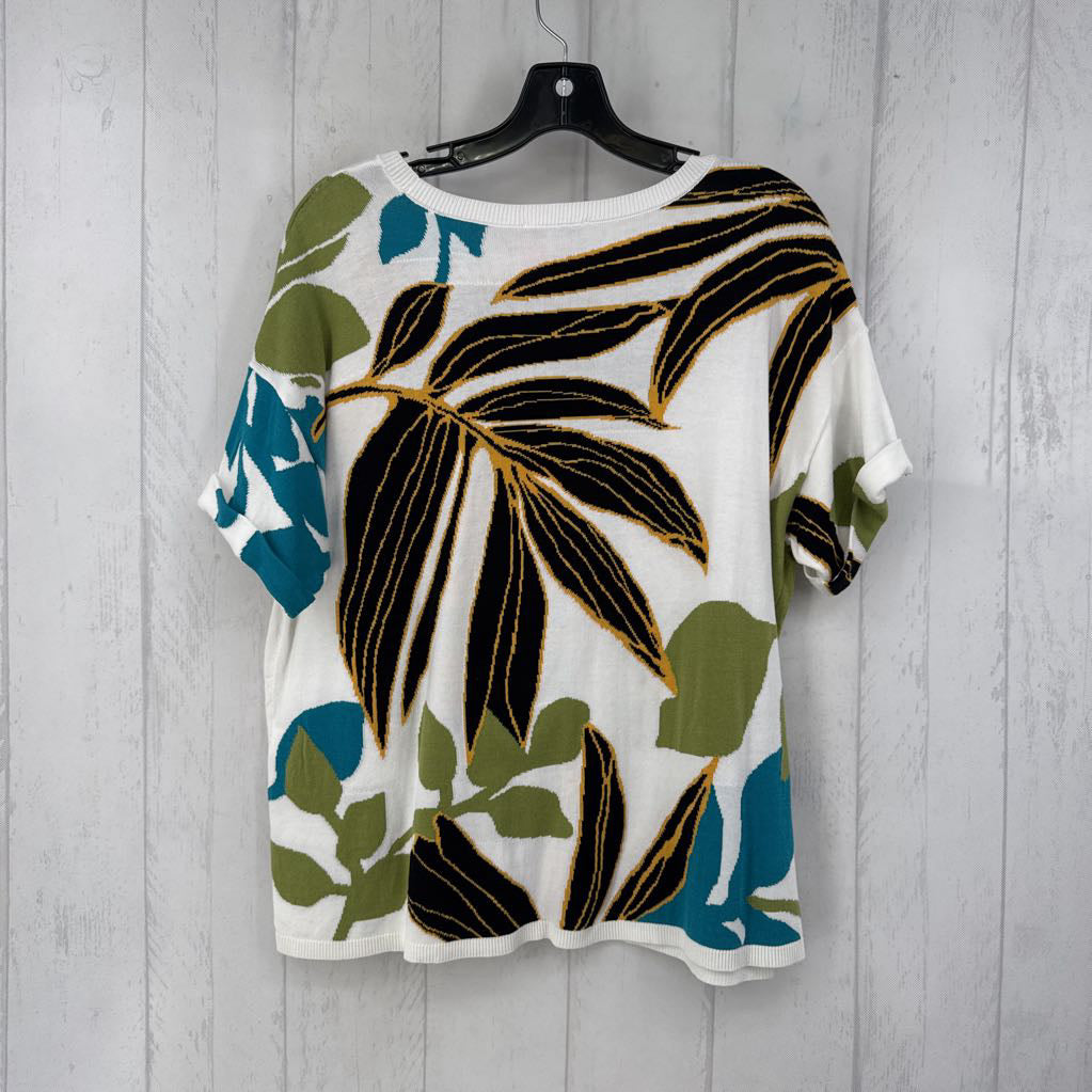 L cuff s/s leaf print sweater