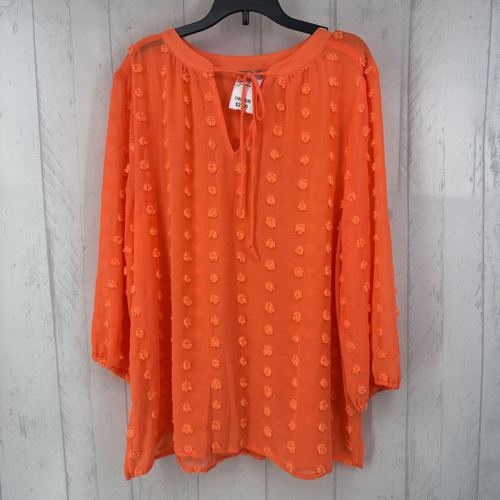 L textured tie front l/s top