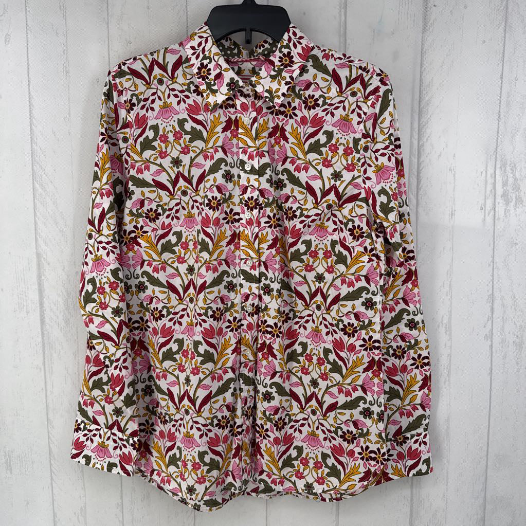 M flo print button down l/s top