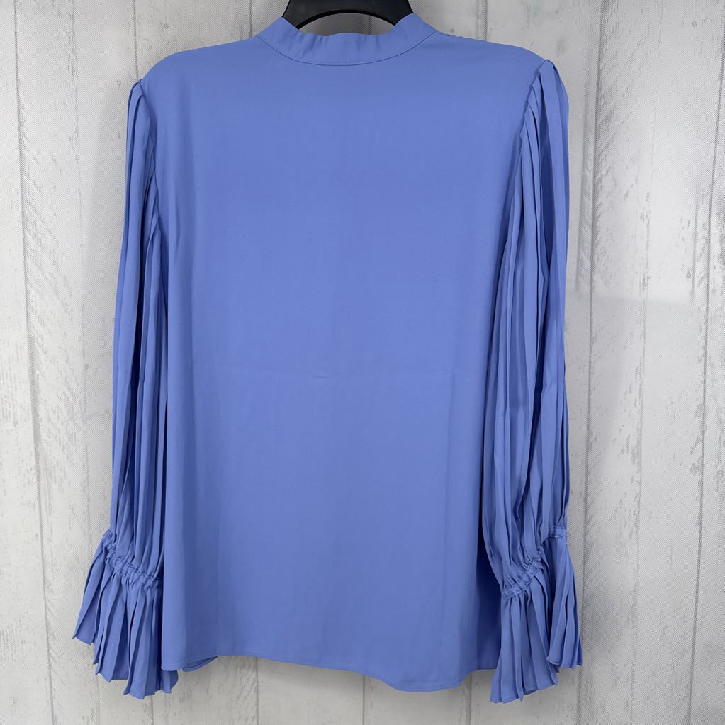 S notch neck pleated slv top l/s