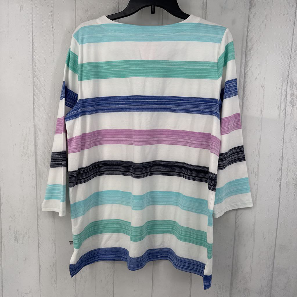 R80 L striped tie front 3/4 slv top