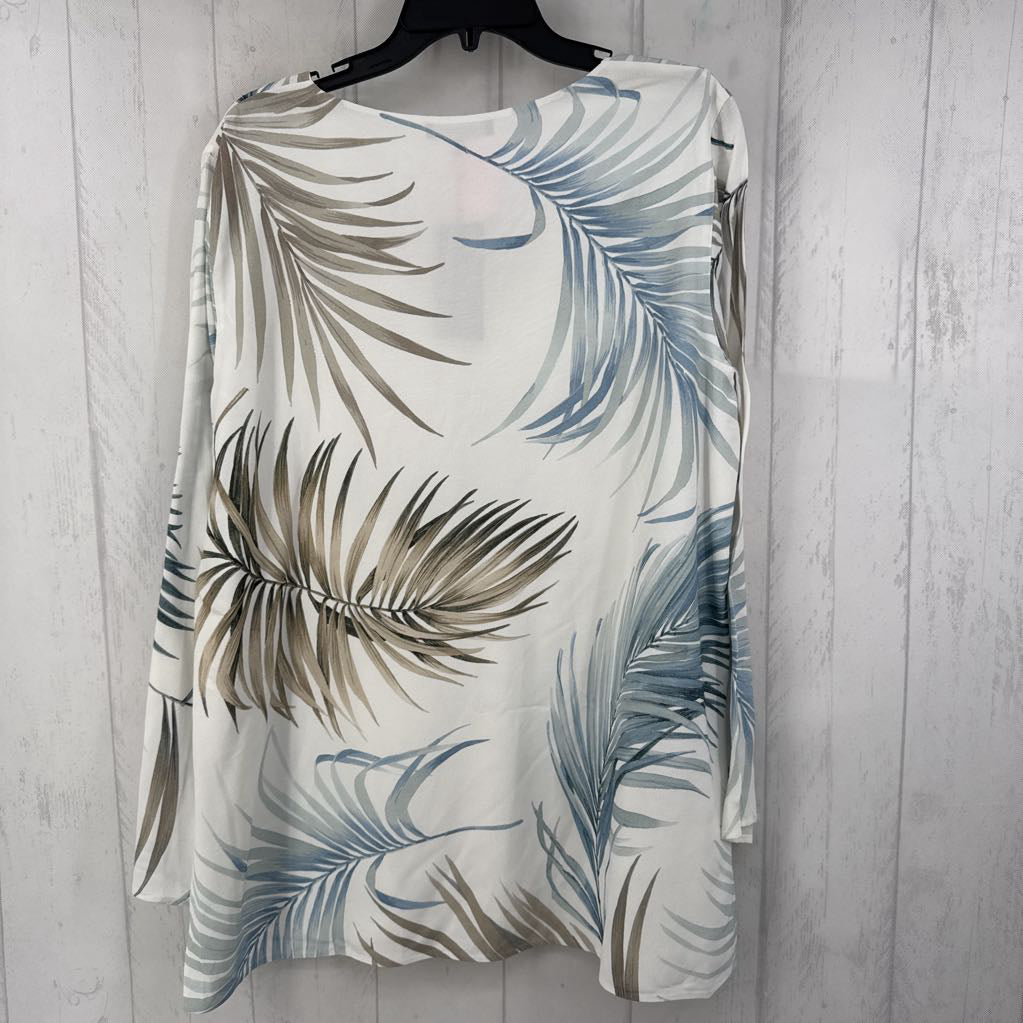 L leaf print v-neck l/s top