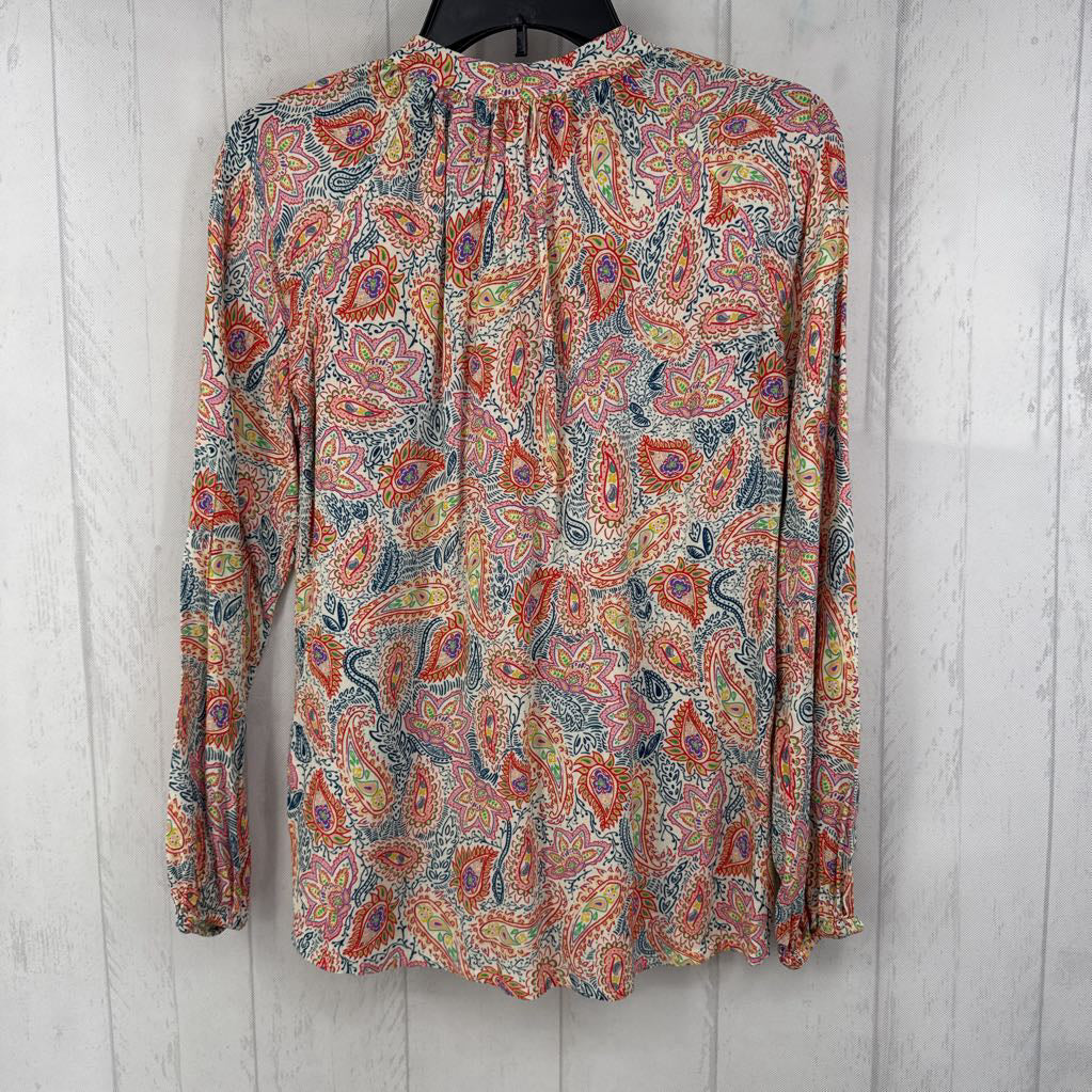 XS paisley print button down l/s top