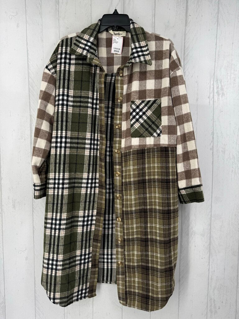 S long plaid shacket