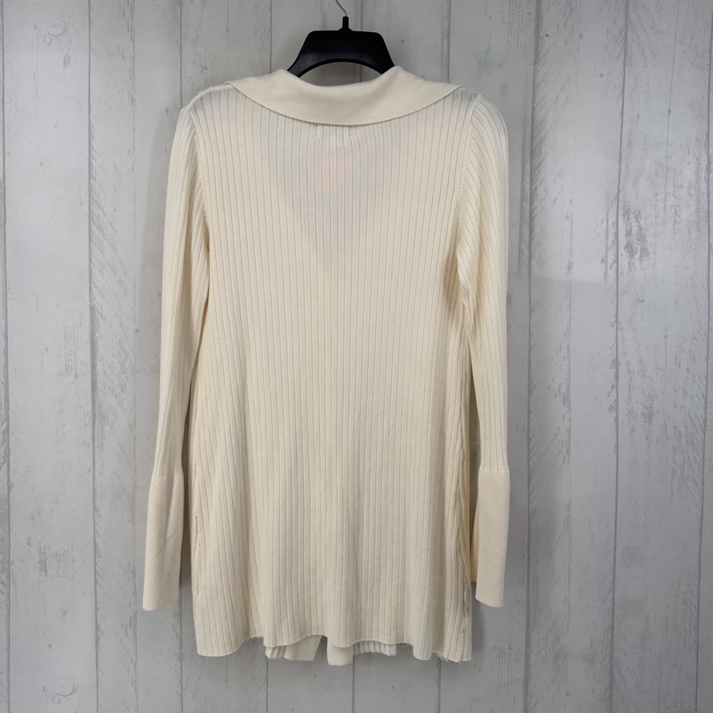 L ribbed button down cardi