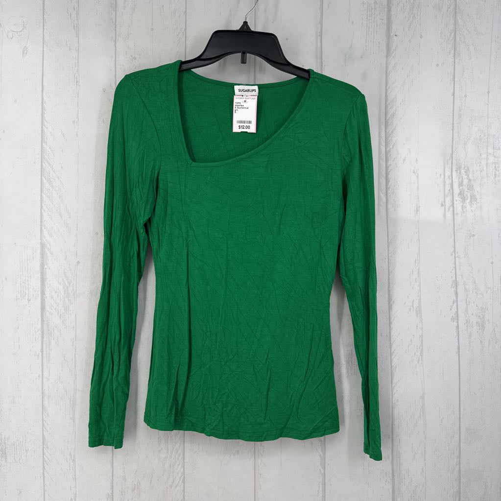 S asymetrical neckline l/s tee