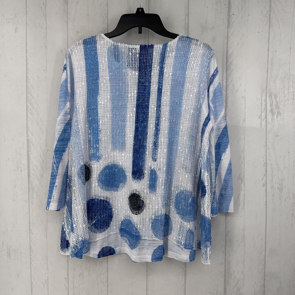 S mesh overlay 3/4 slv top