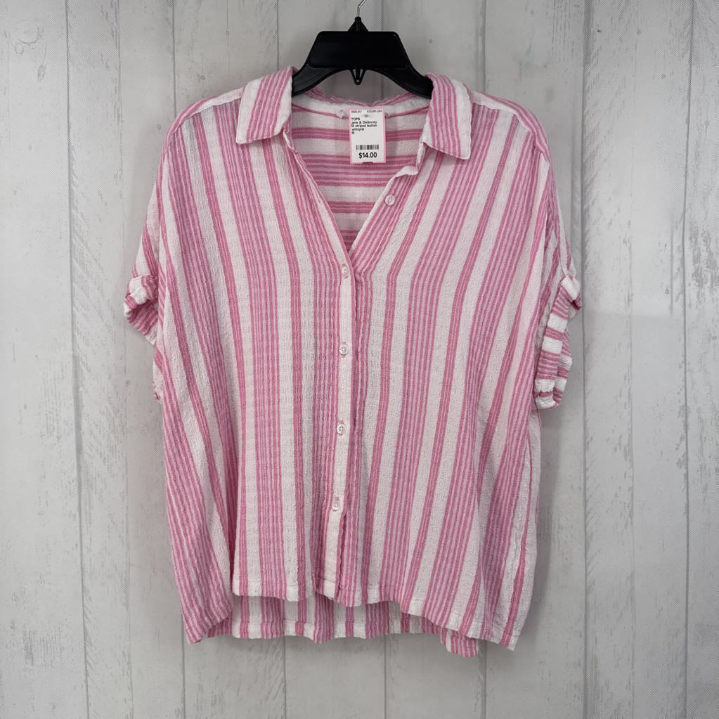 M striped button down s/s top