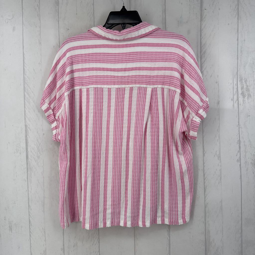 M striped button down s/s top