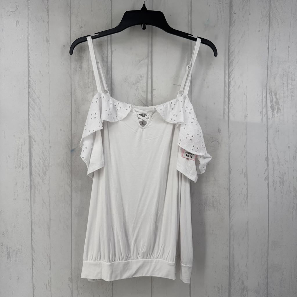 L ruffled eyelet trim tank