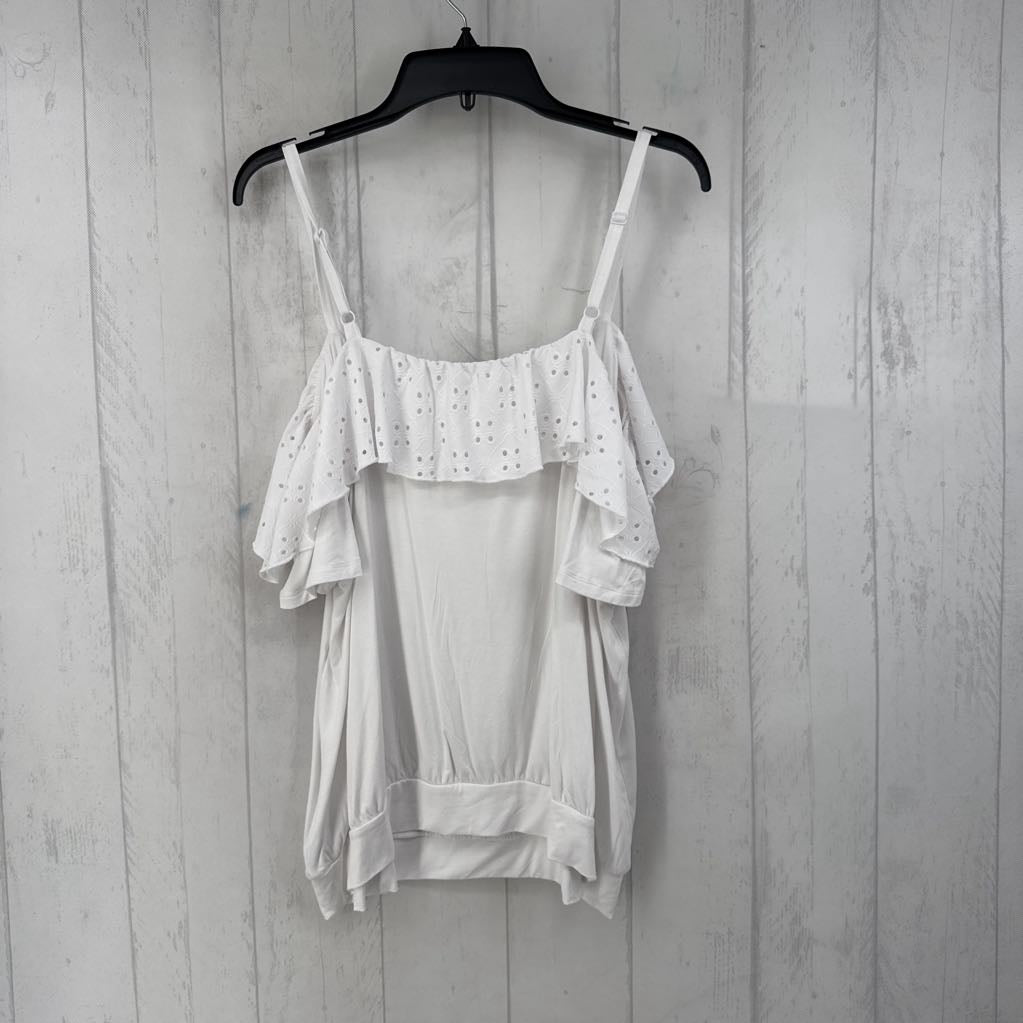 L ruffled eyelet trim tank