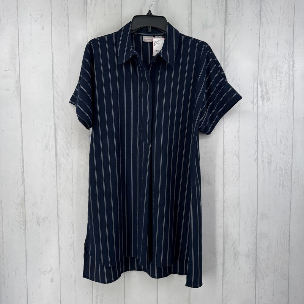 MP cuff s/s pinstripe half button dress