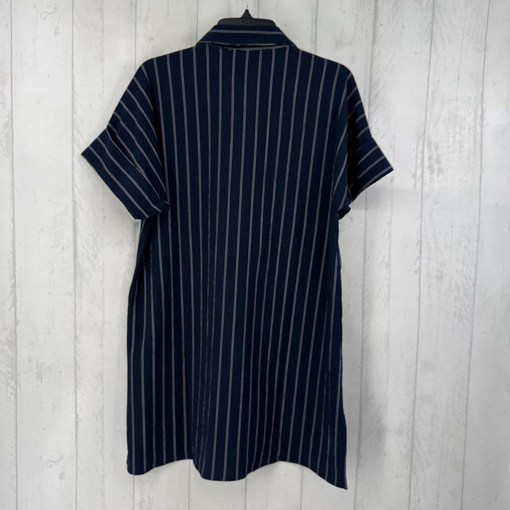 MP cuff s/s pinstripe half button dress