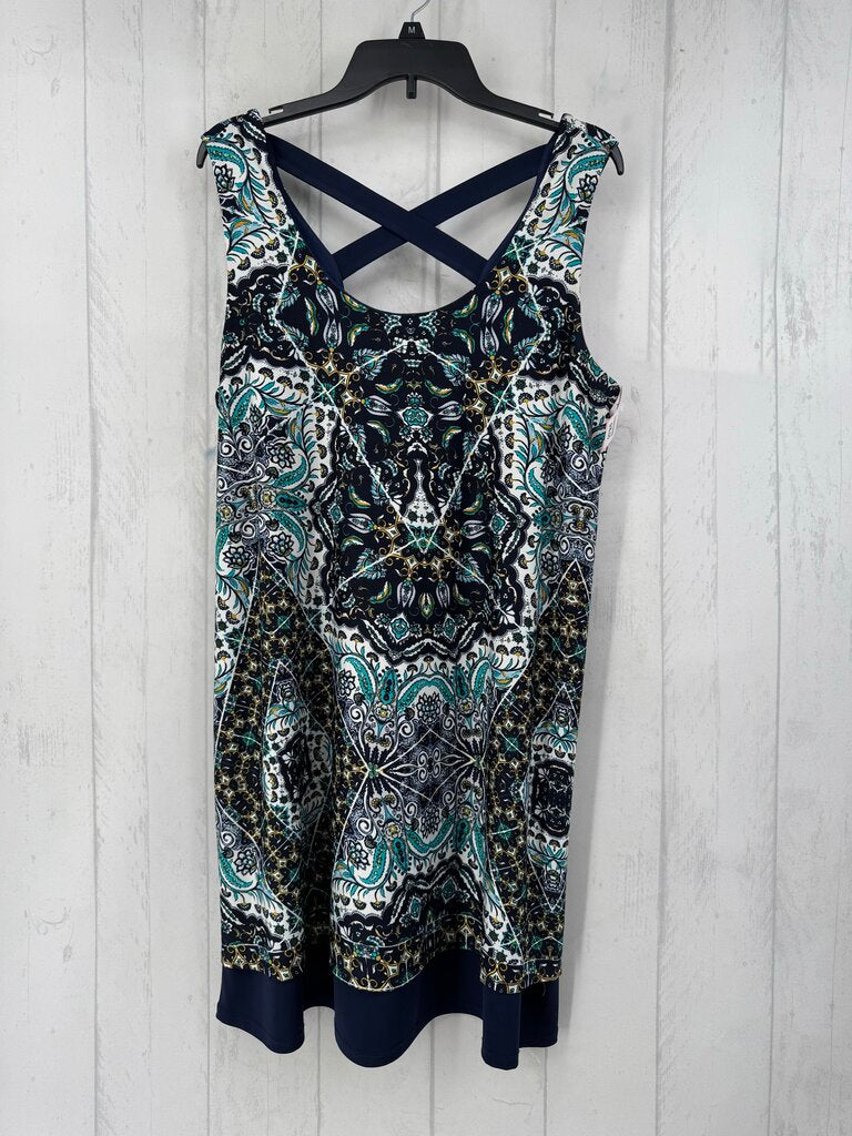 XL slvls back criss cross paisley dress