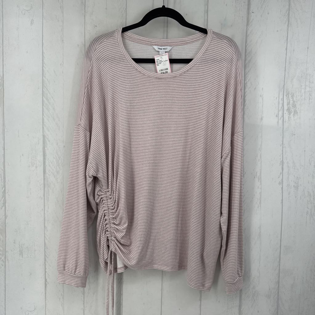 XXL striped ruched l/s top
