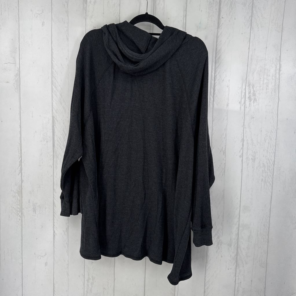 4X waffle knit hooded l/s pullover