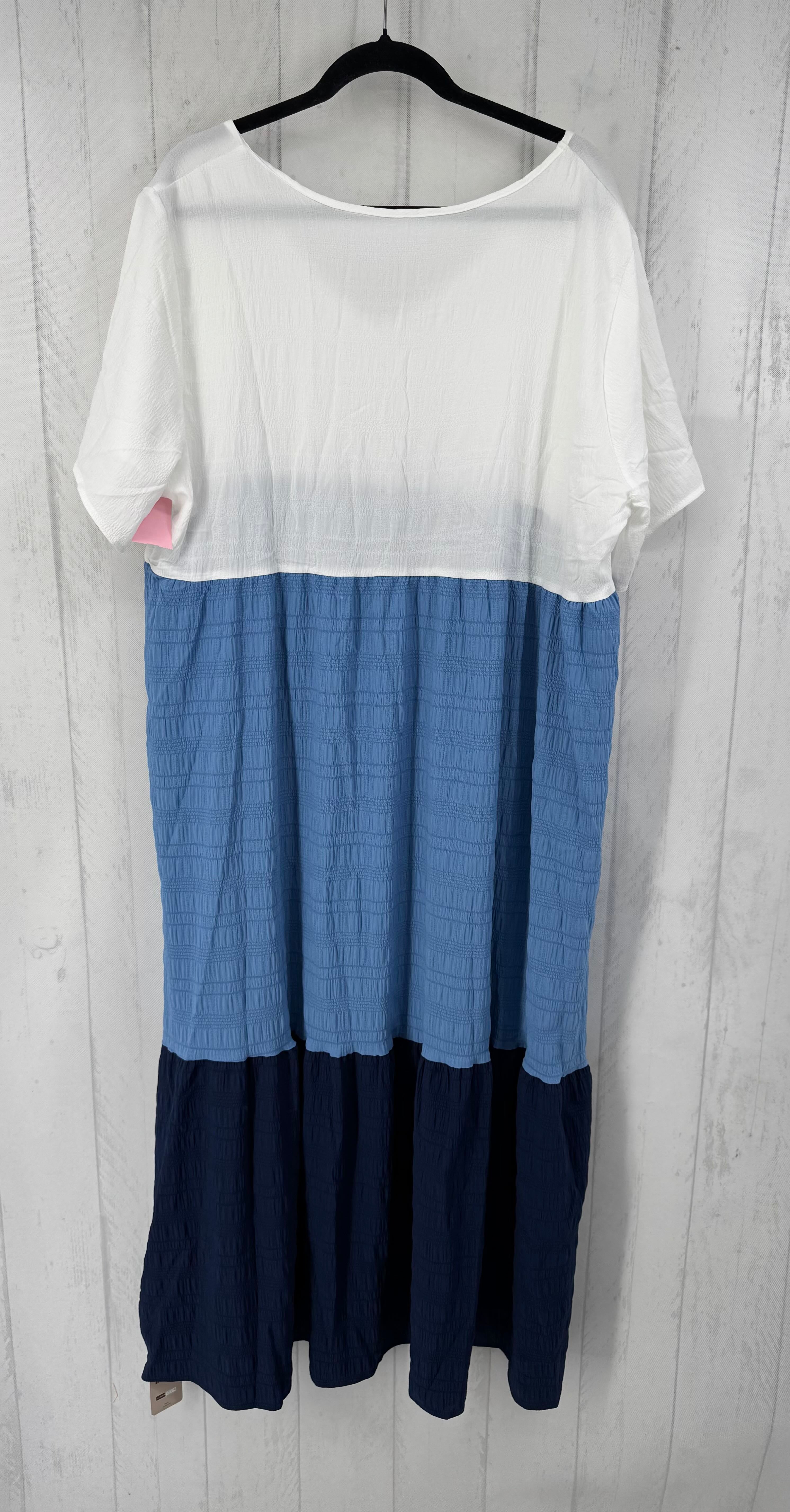 2XL colorblock tiered s/s maxi dress
