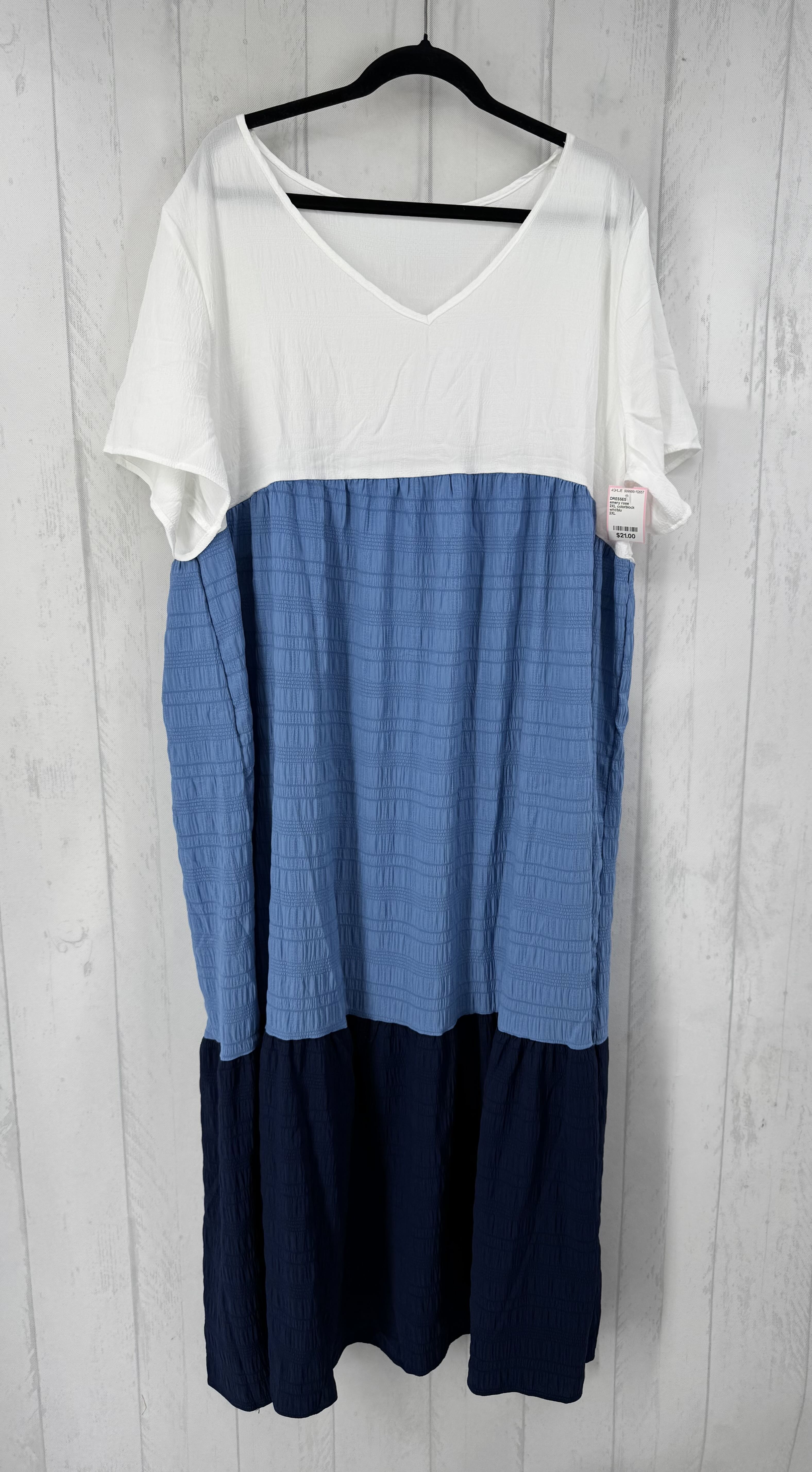 2XL colorblock tiered s/s maxi dress