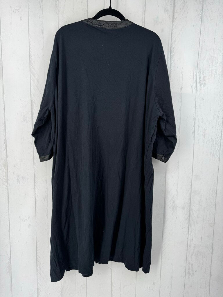 28/30 satin trim button front elbow slv dress