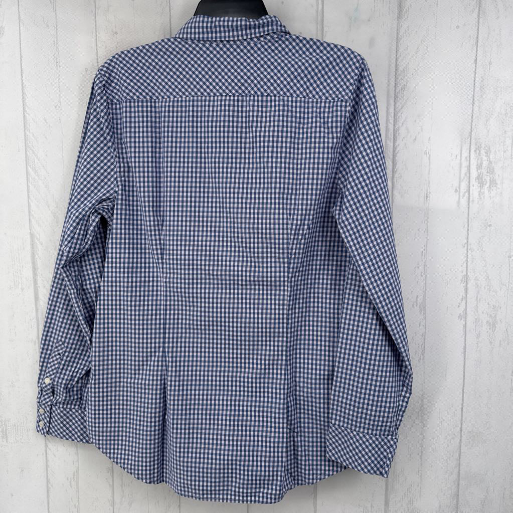 12 checkered button down l/s top