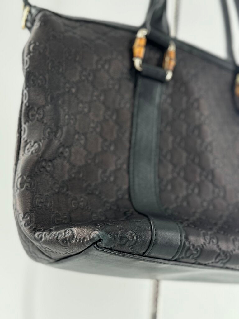 Gucci GG Signature Bamboo Tote (AS IS corners have wear)