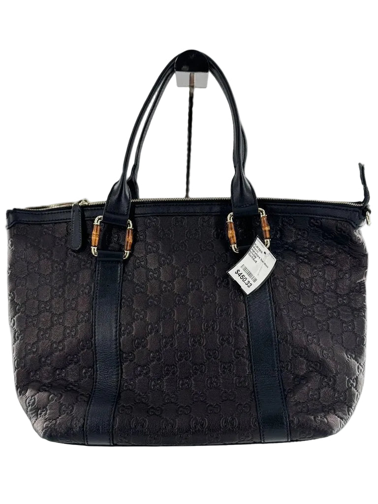 Gucci GG Signature Bamboo Tote (AS IS corners have wear)