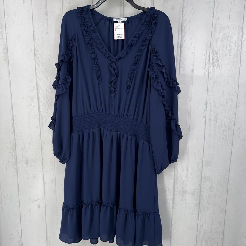 14 ruffled v-neck l/s dress