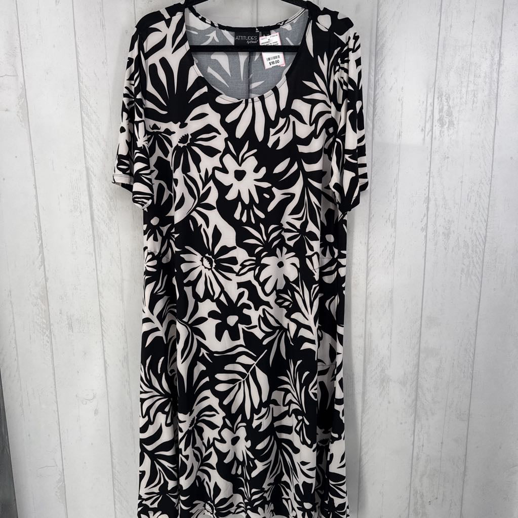 1Xp flo print scoop neck s/s dress