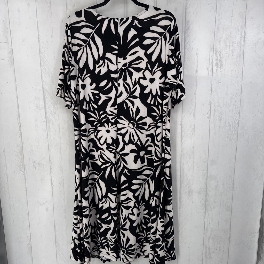 1Xp flo print scoop neck s/s dress