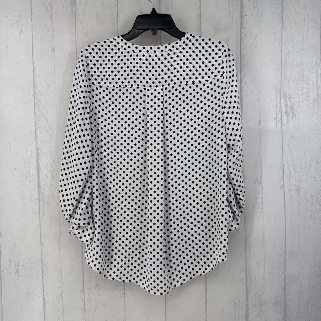 10 l/s polka dot hidden button shirt