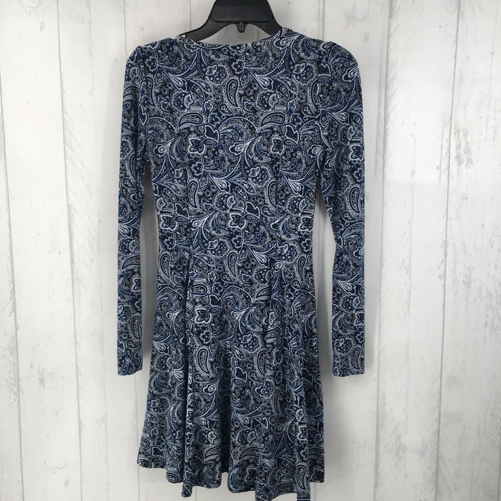 S paisley print v-neck l/s dress