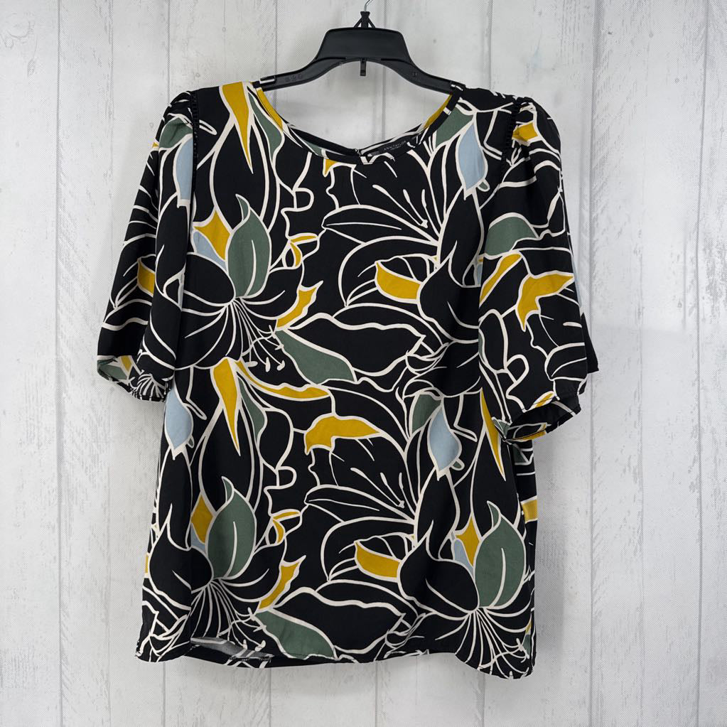 M s/s flower print top