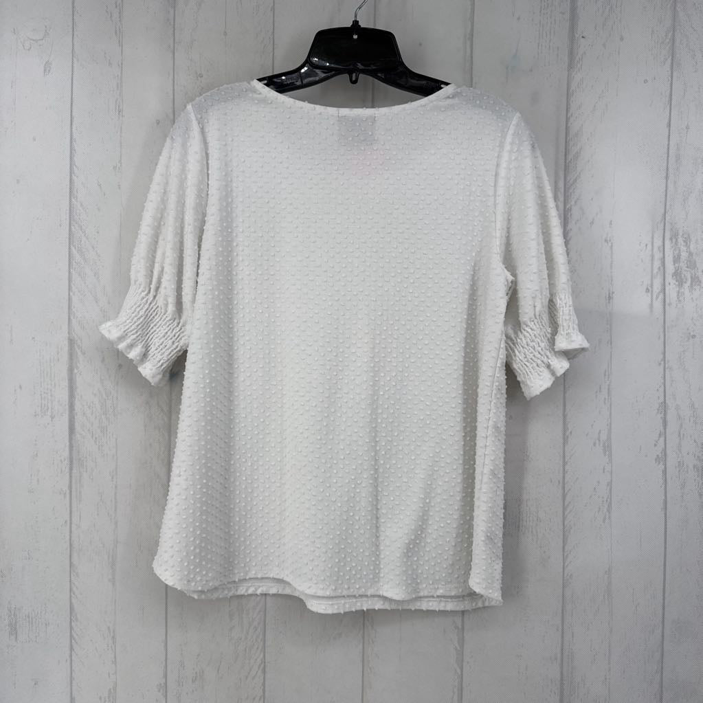 M smocked slv textured top
