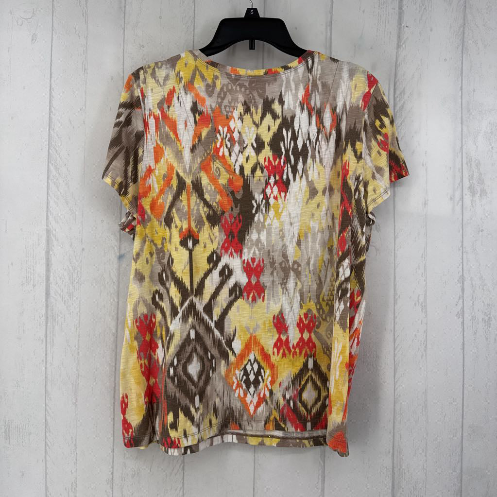 XL printed embelished s/s tee