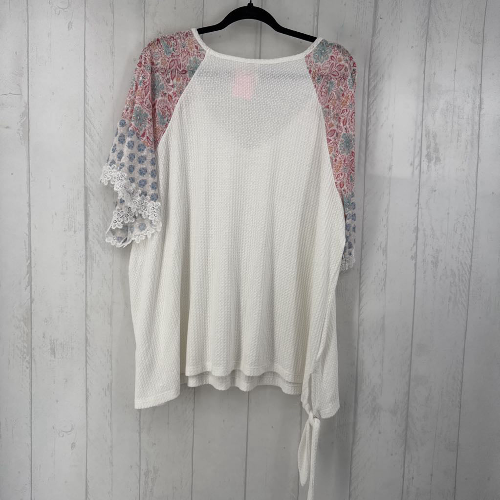 18/20w waffle knit v-neck s/s top