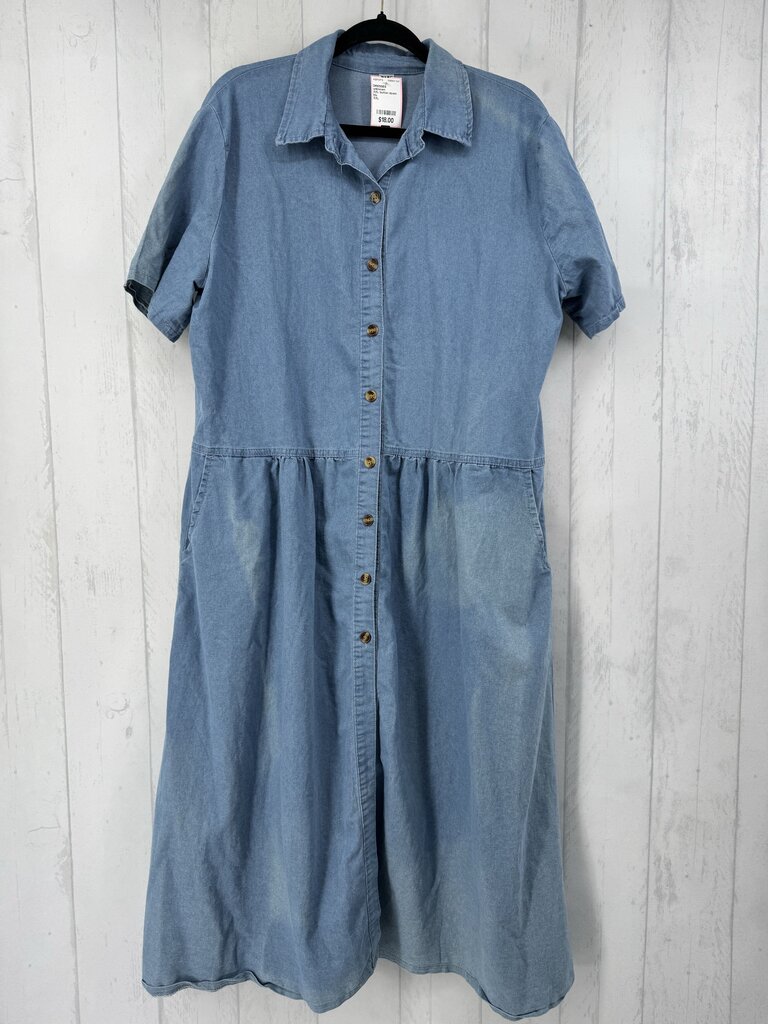 XXL button down denim s/s dress