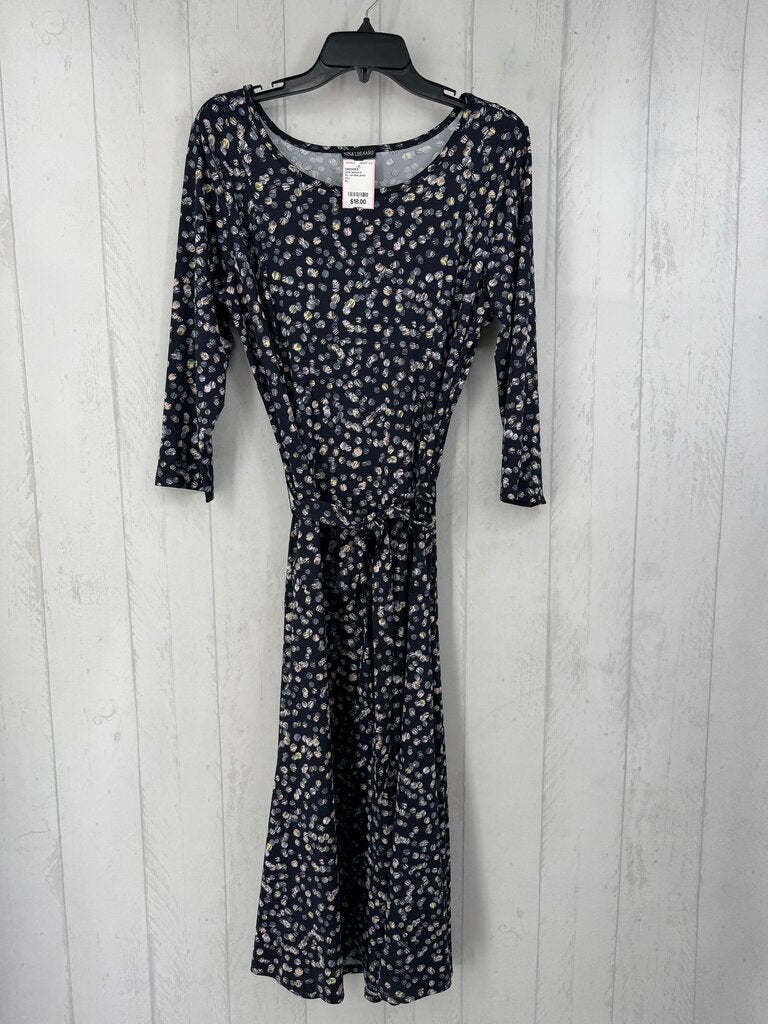 XL circles print belted 3/4 slv dress