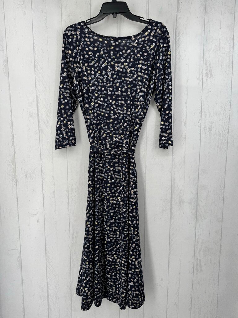 XL circles print belted 3/4 slv dress