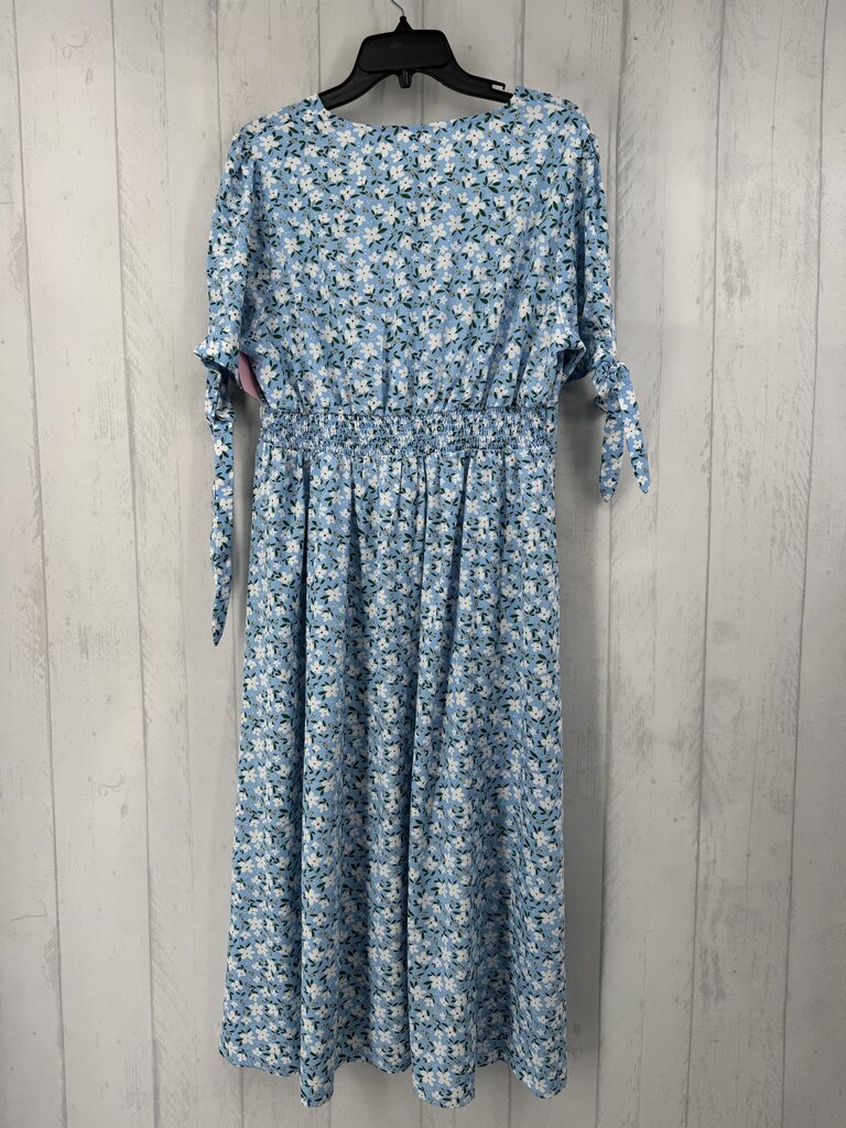 XL flo print v-neck s/s dress