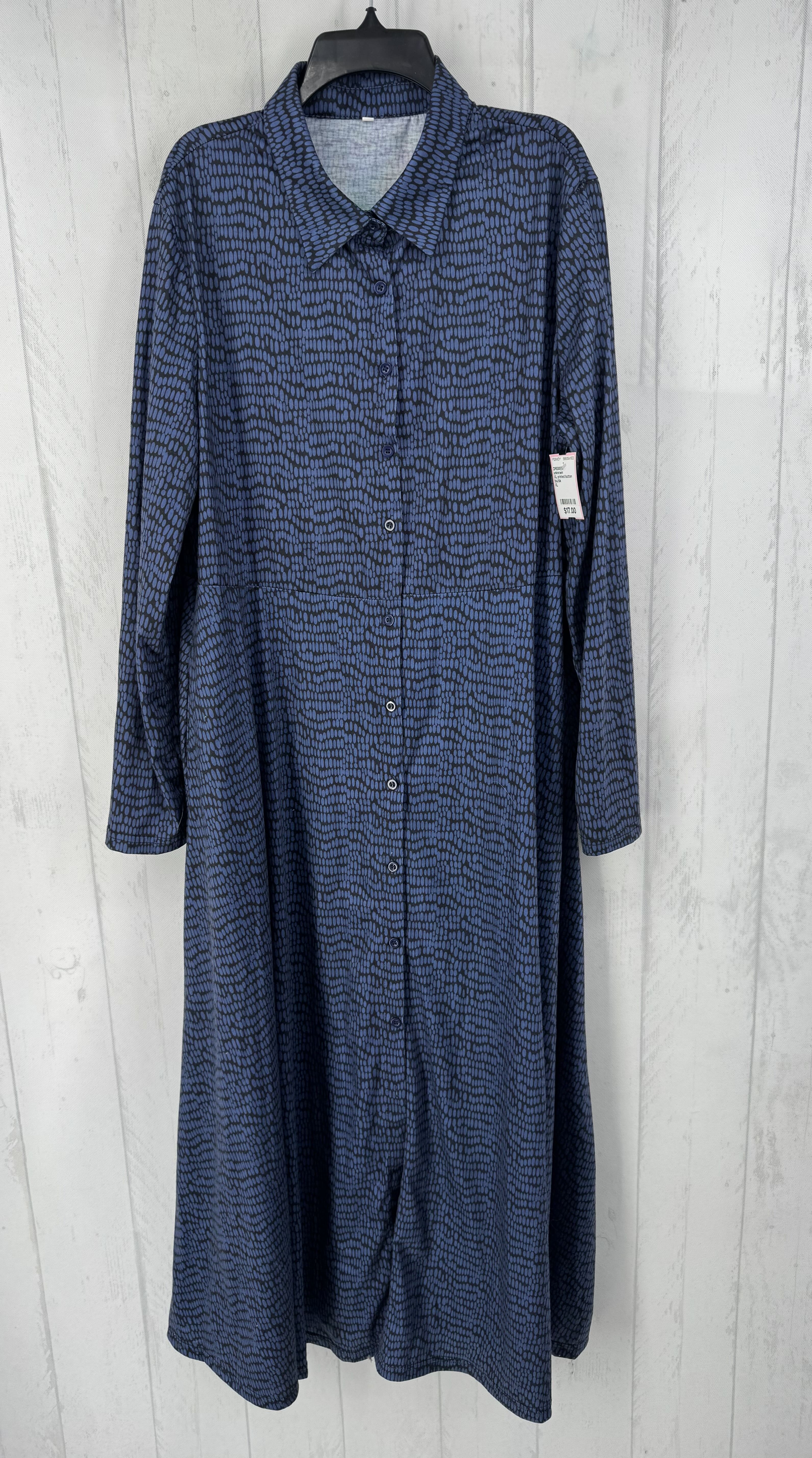 XL printed button down l/s dress