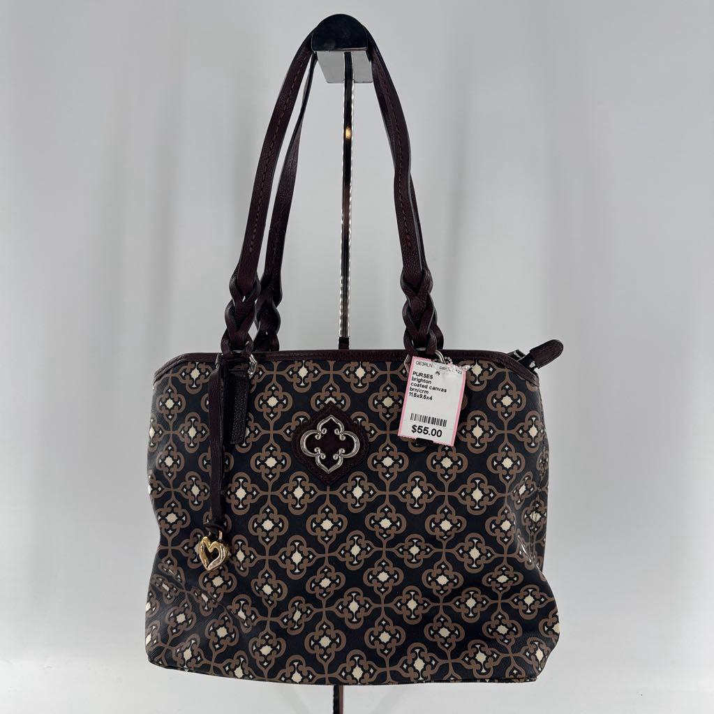 coated canvas geometric print handbag