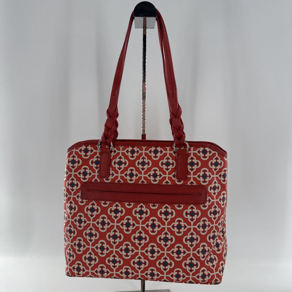 coated canvas geometric print handbag