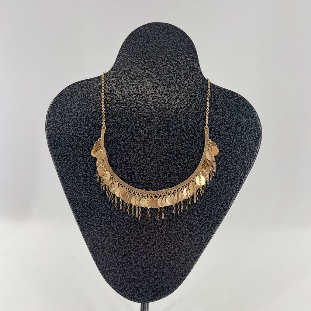 8" gold tone panel statement necklace