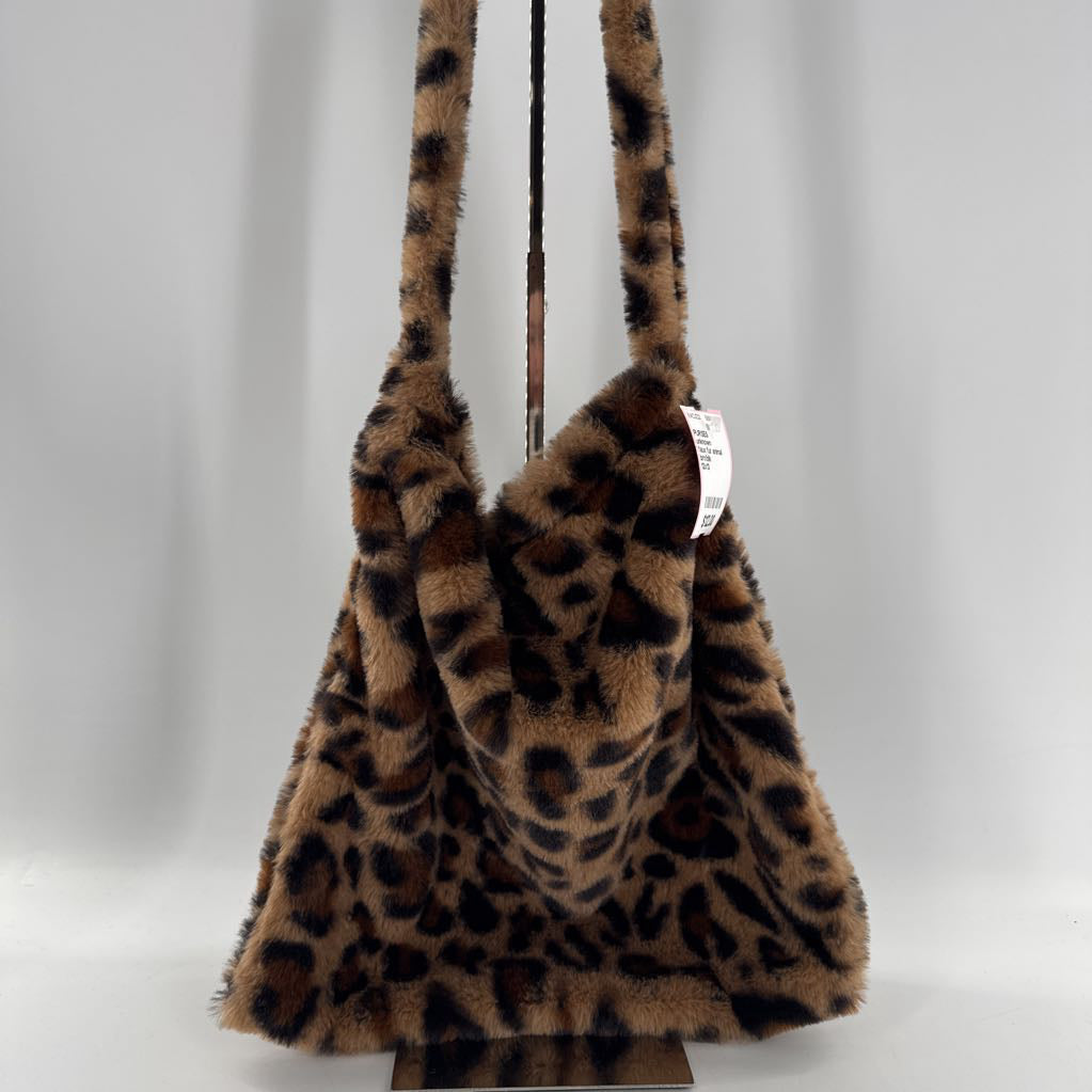 faux fur animal print tote bag
