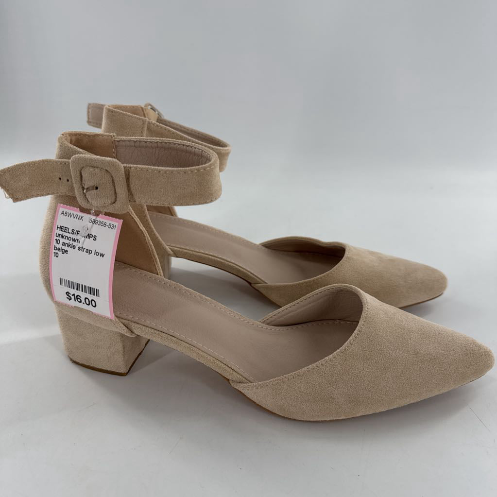 10 ankle strap low heel pump