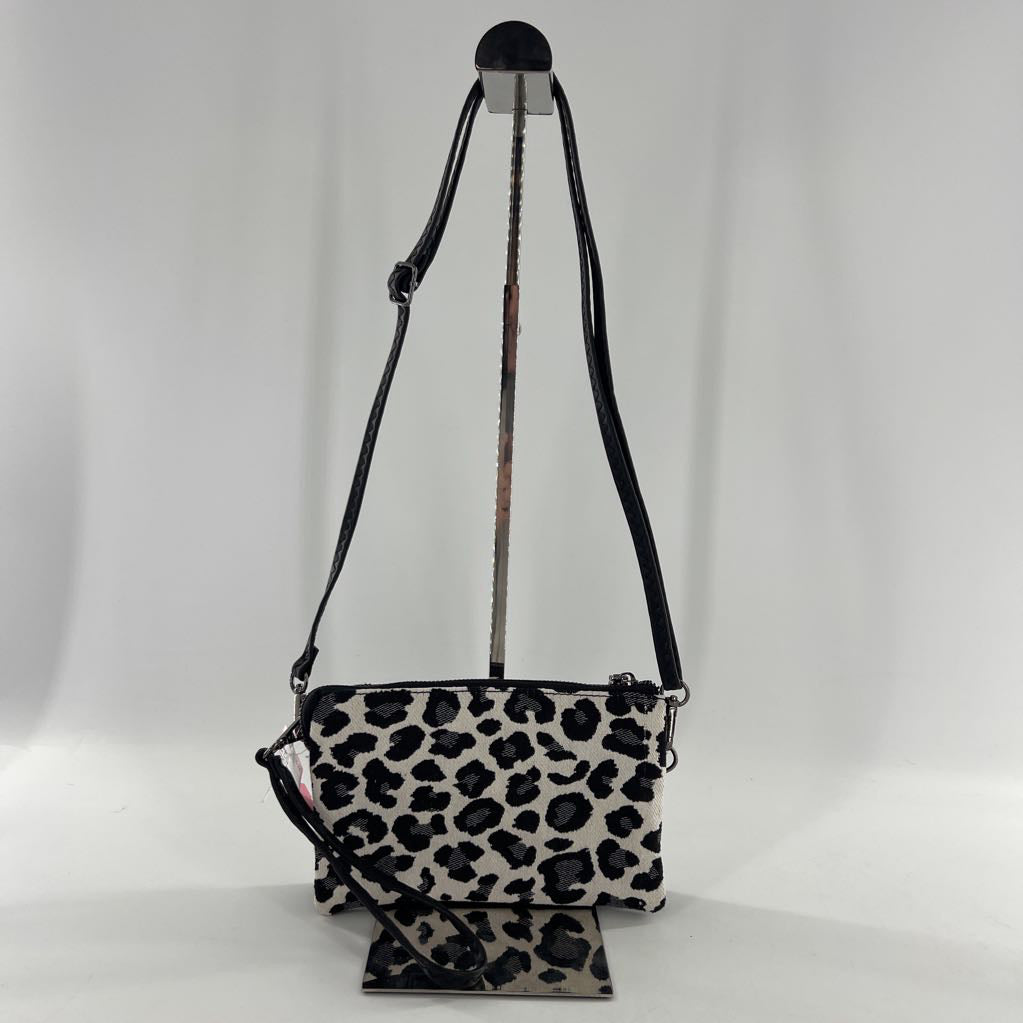 vegan animal print triple compartment crossbody/wristlet
