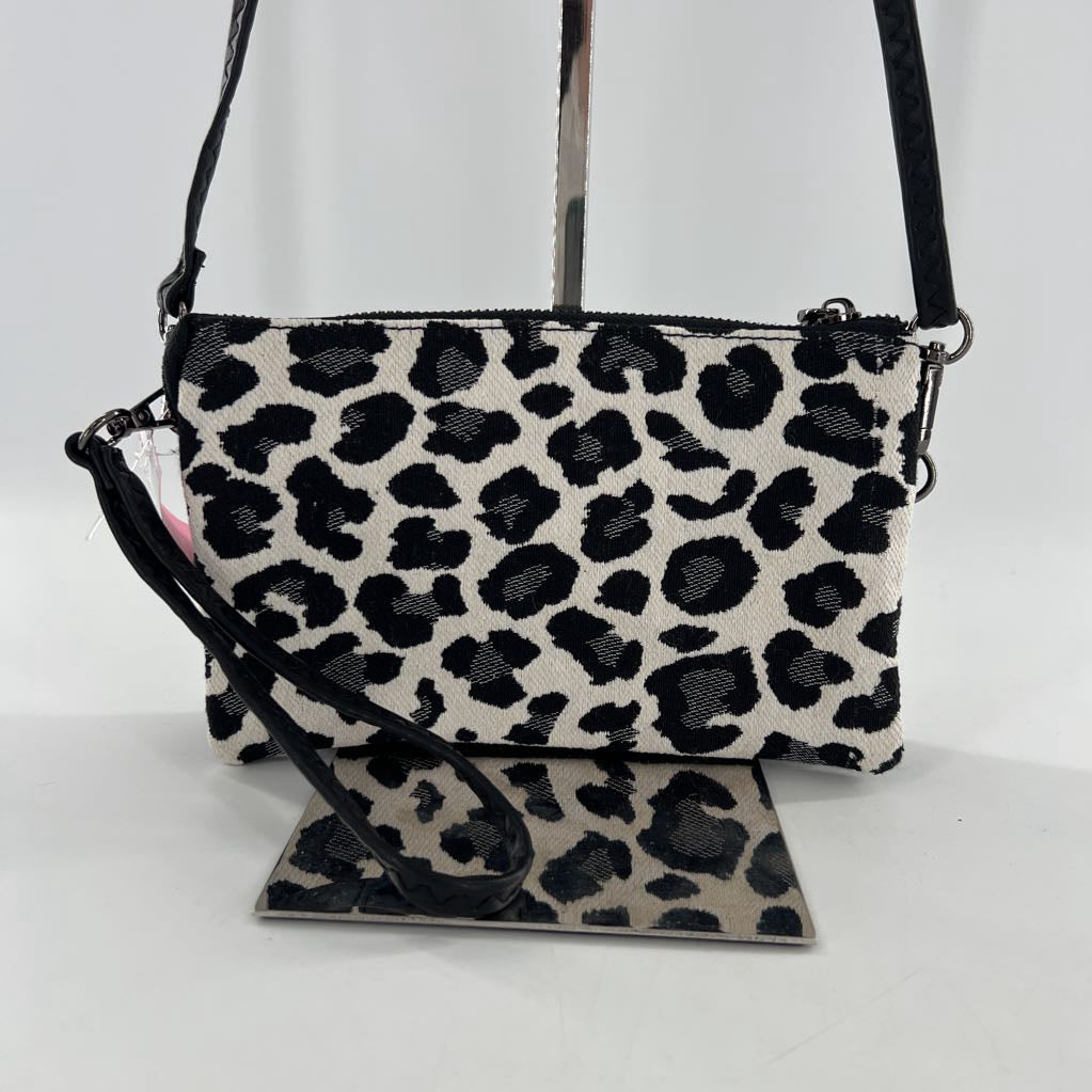 vegan animal print triple compartment crossbody/wristlet